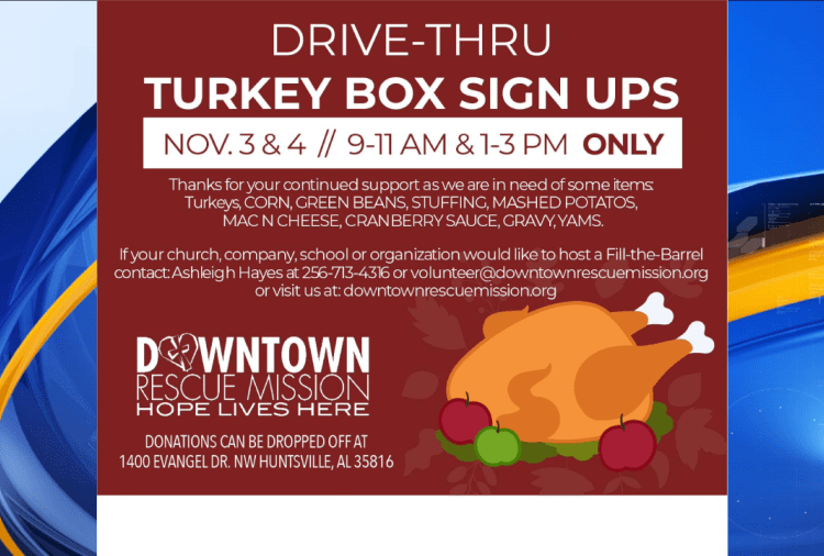 Huntsville’s Downtown Rescue Mission offering Turkey Boxes to families in need