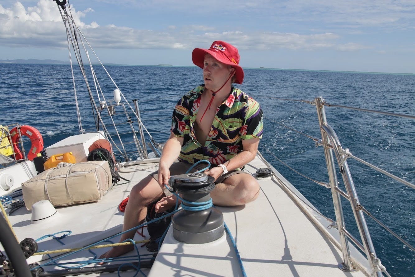 Luke Barwikowski on his sailboat