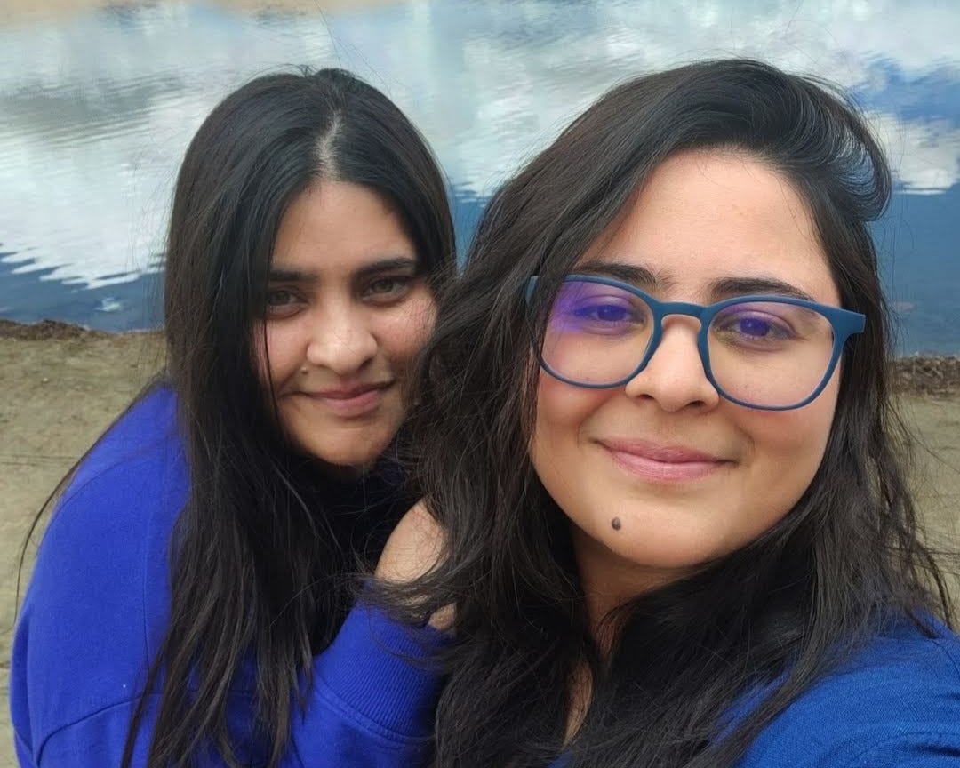 The author and her sister pose for a photo while visiting Liechtenstein.