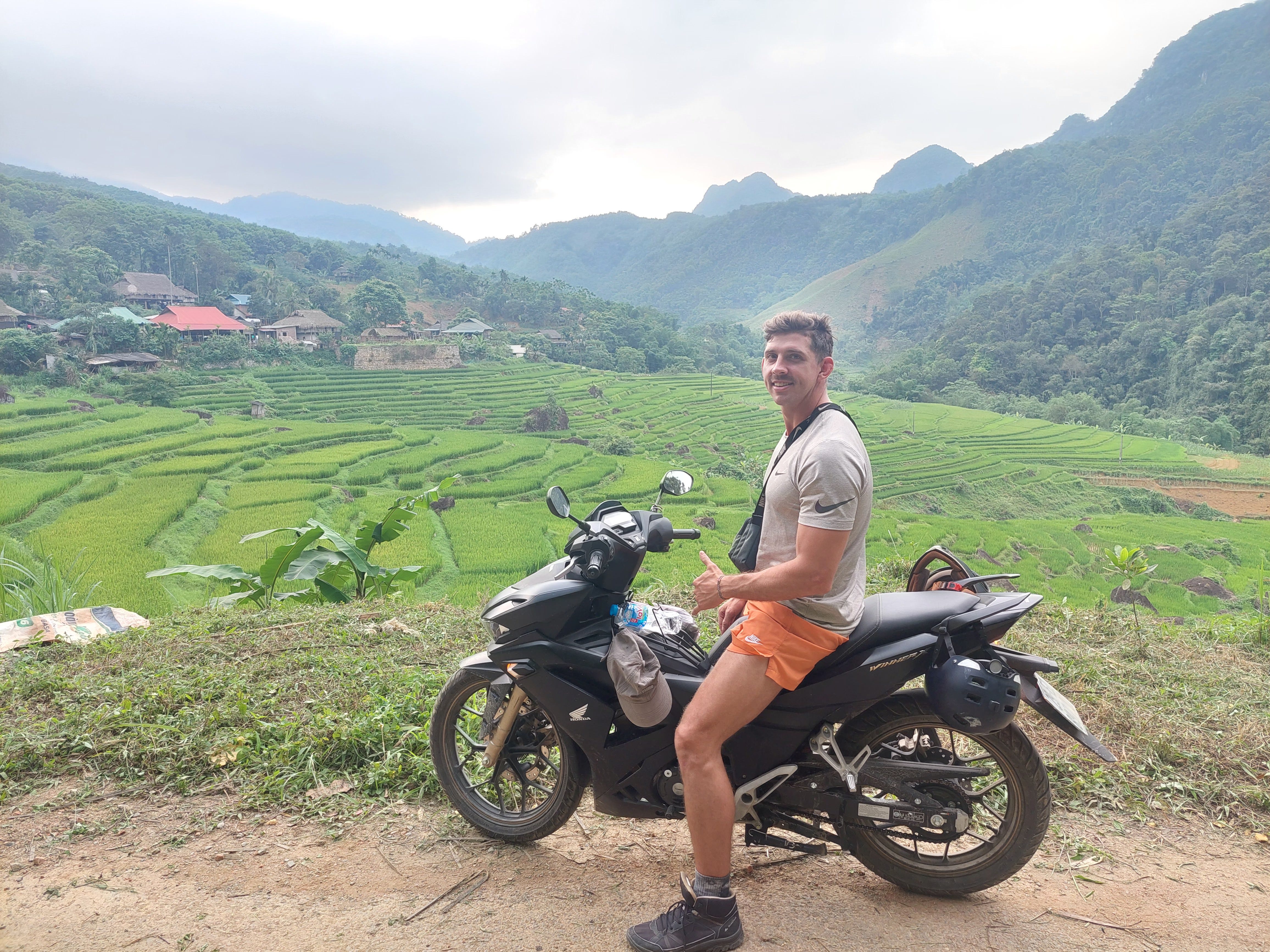A man riding a bike in Vietnam.
