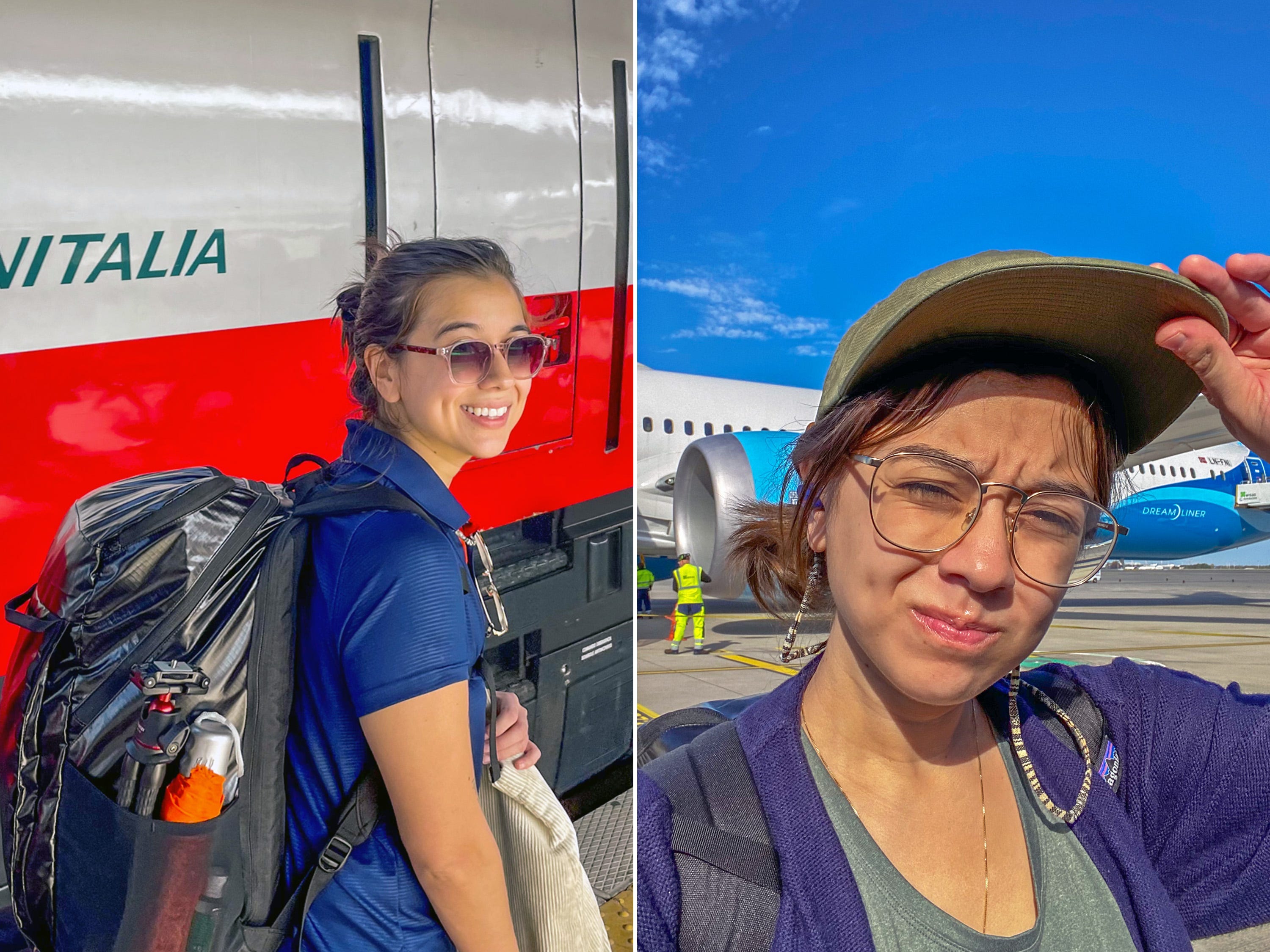 Trenitalia A composite image of the author in front of a train and a plane