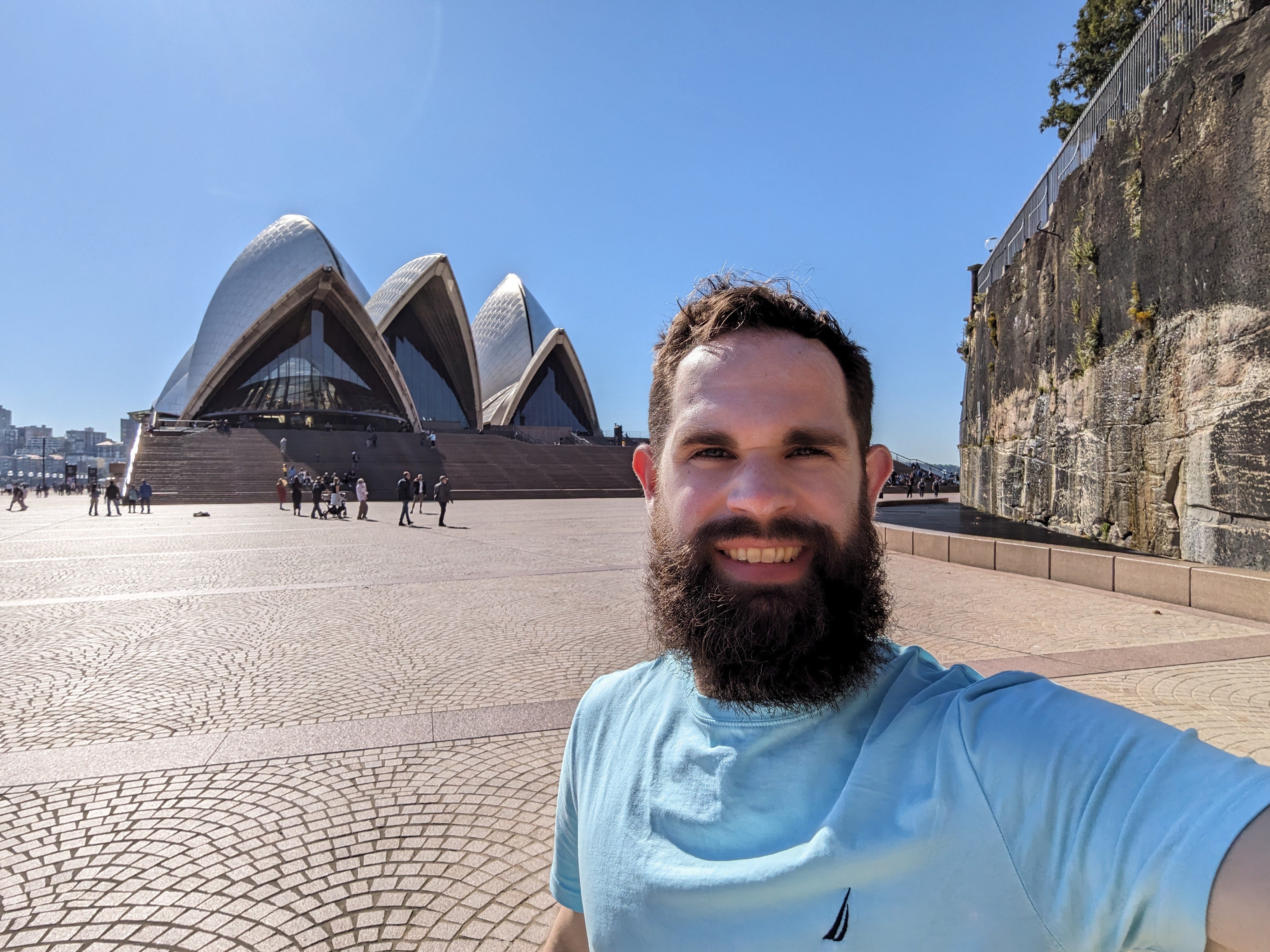 Gabriel Filer outside the Sydney Opera House