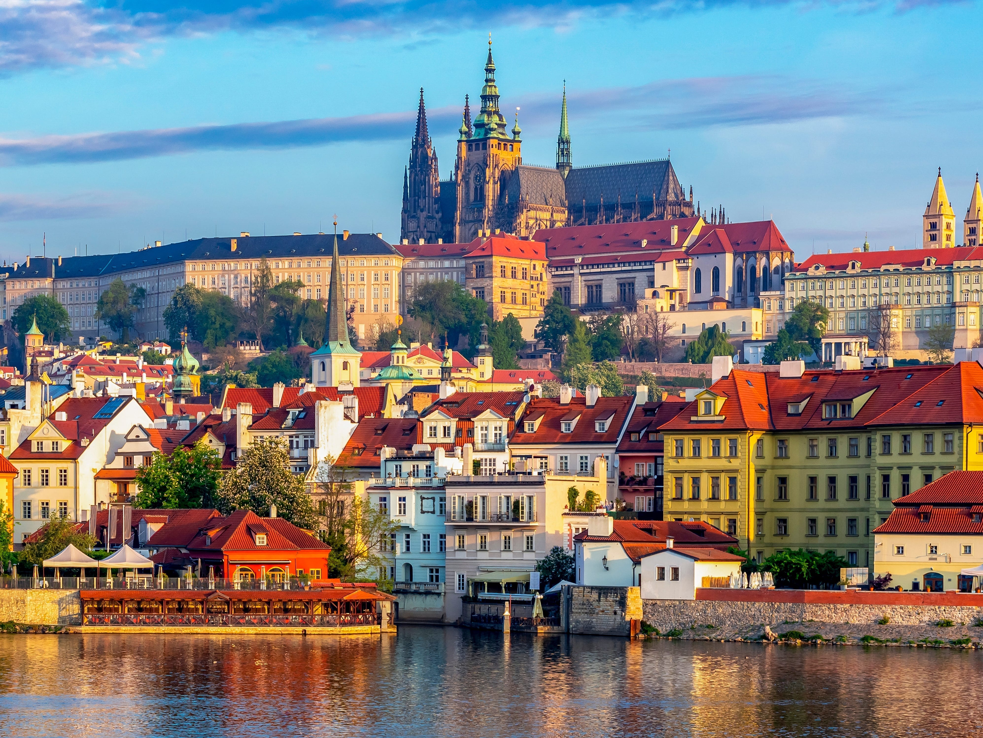 A wide shot of the city of Prague.