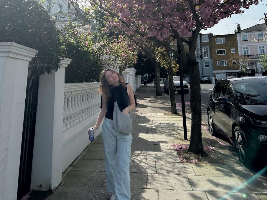 The writer posing in Notting Hill.