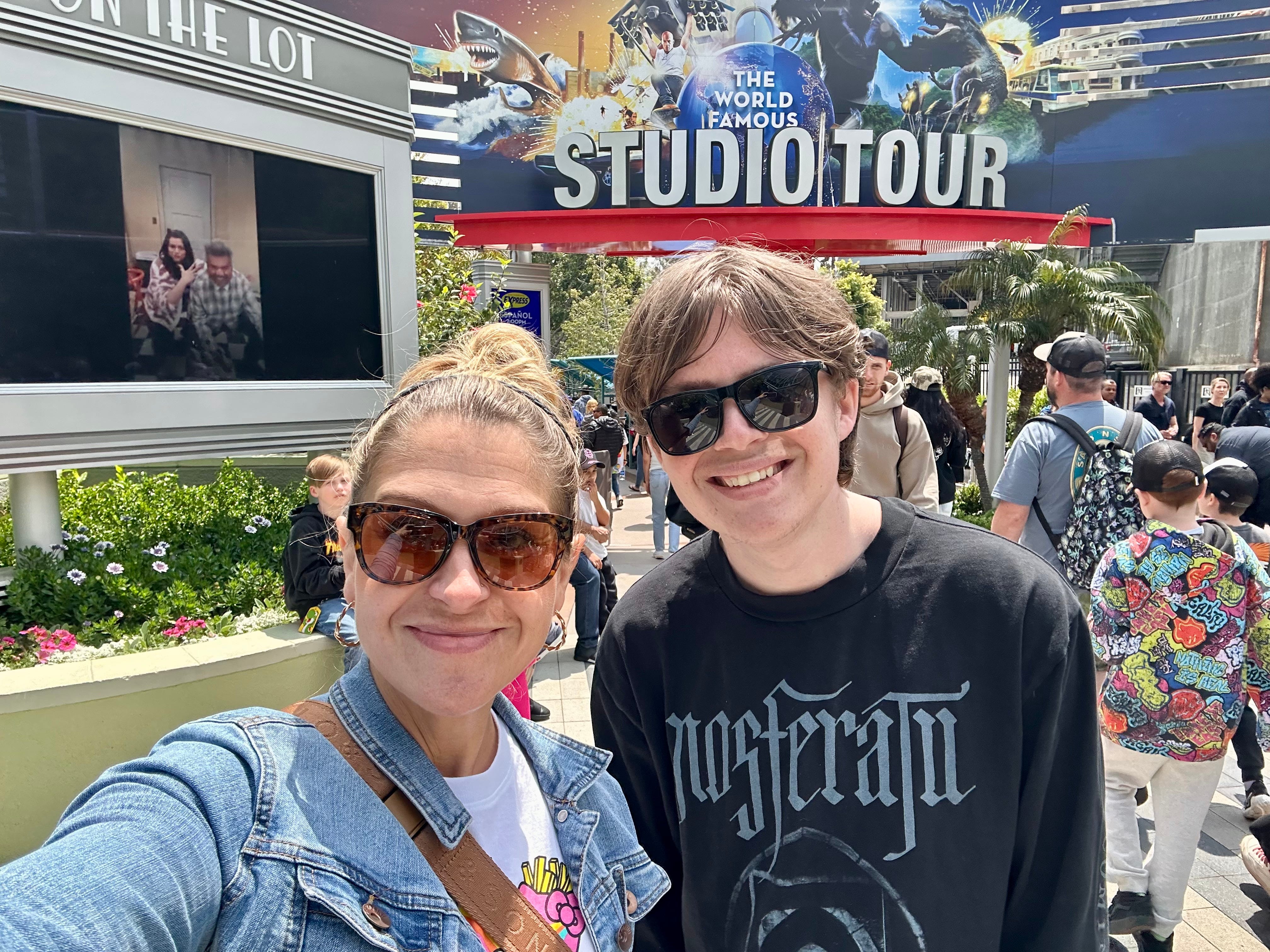 The author and her son at Universal Hollywood CA Studio Movie Tour
