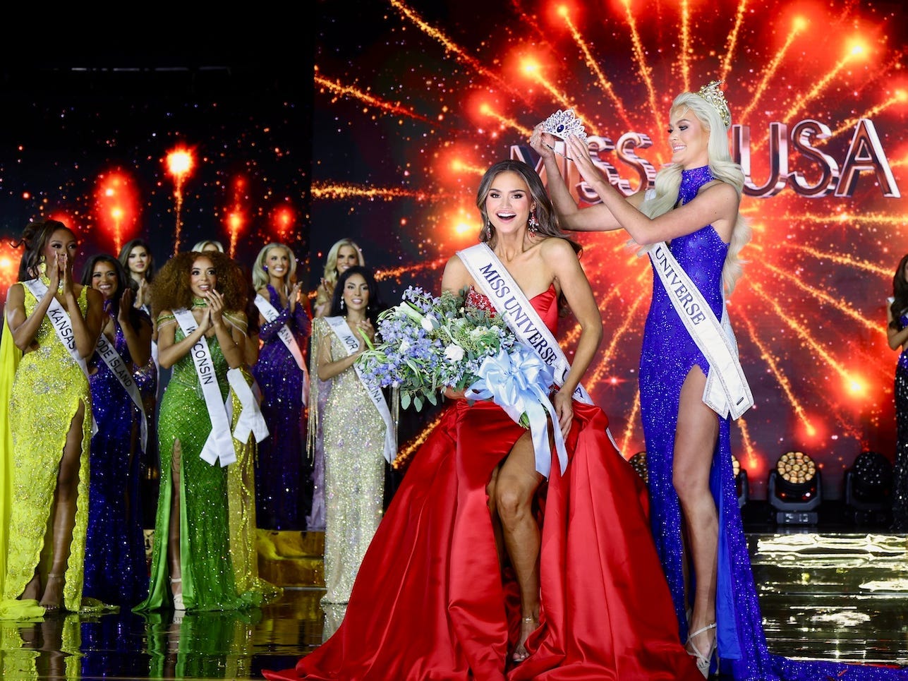 Miss USA 2025 Audrey Eckert being crowned.
