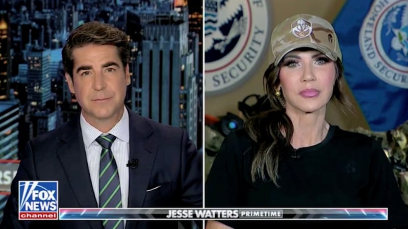 Jesse Watters and Kristi Noem on Fox News.