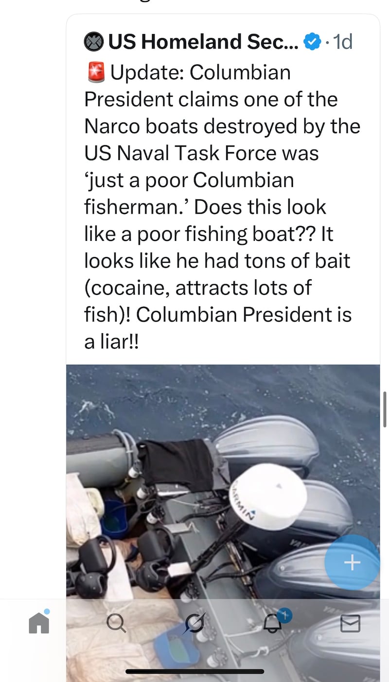 The now deleted post from DHS.