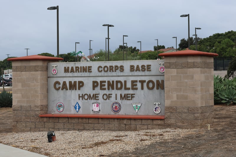 A view of the sign at Marine Corps Base Camp Pendleton