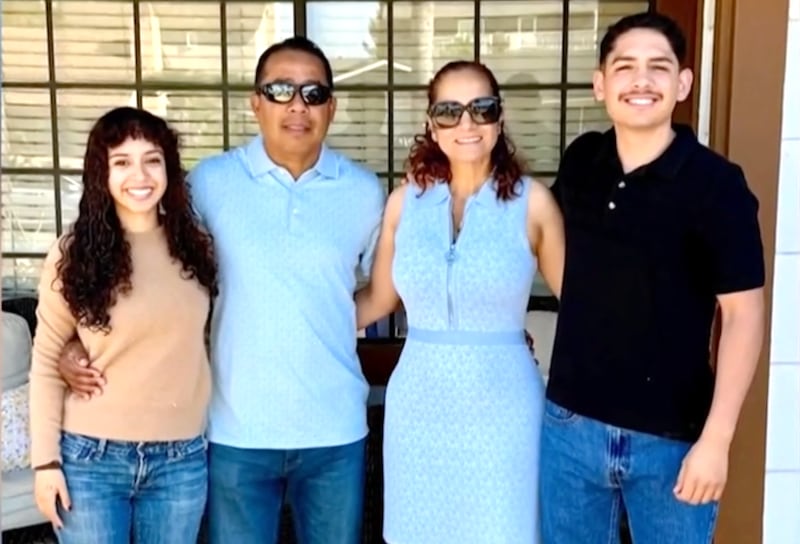 Steve and Ashley Rios and their parents, Esteban Rios and Luisa Rodriguez.