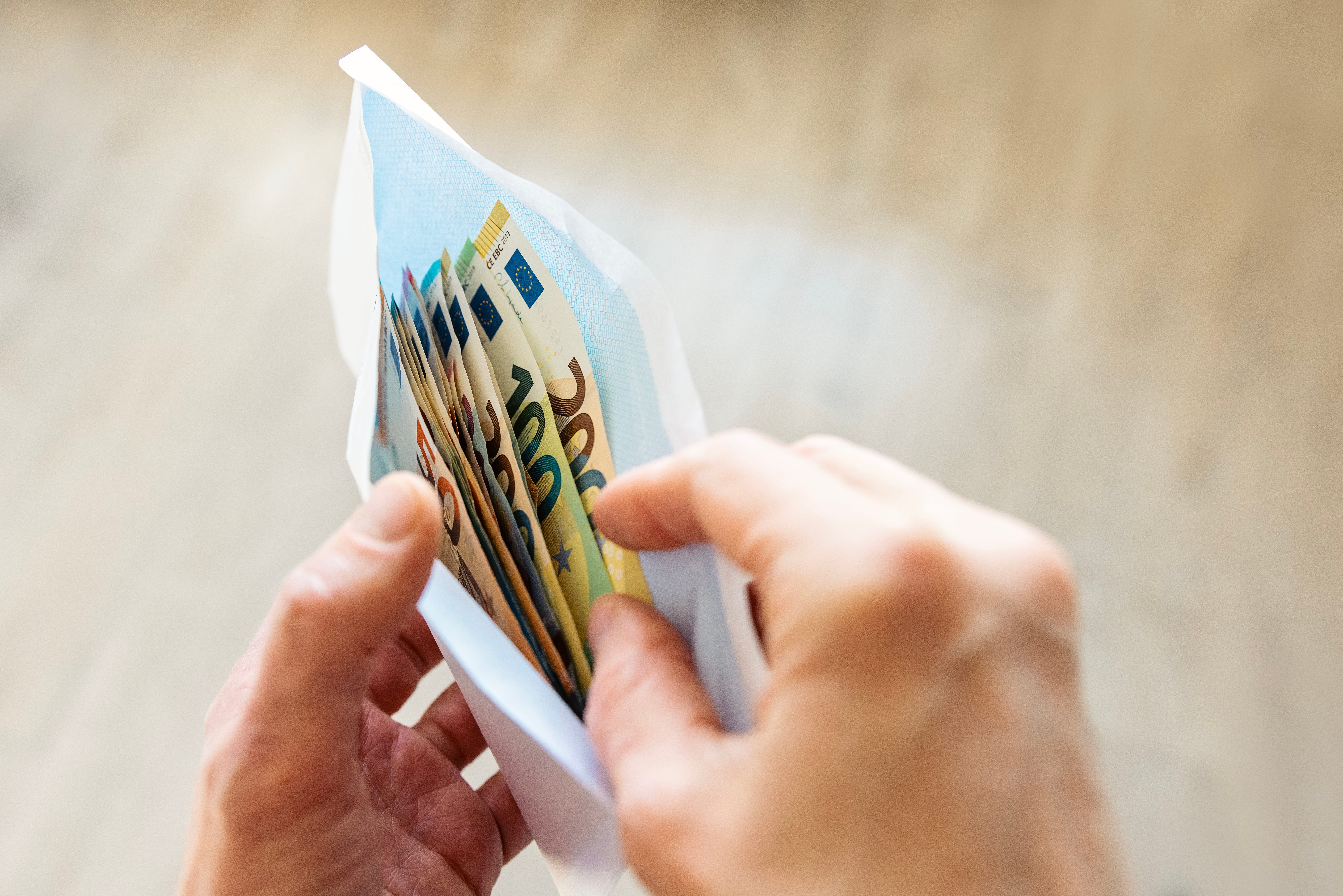 Euros in an envelope