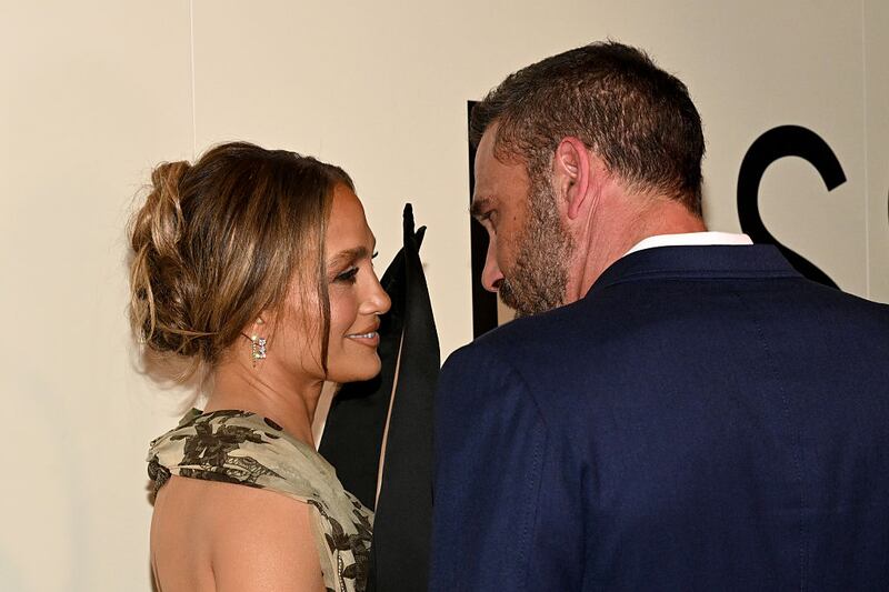 Jennifer Lopez and Ben Affleck attend the "Kiss Of The Spider Woman" New York Screening on October 06, 2025 in New York City. (Photo by Slaven Vlasic/Getty Images)