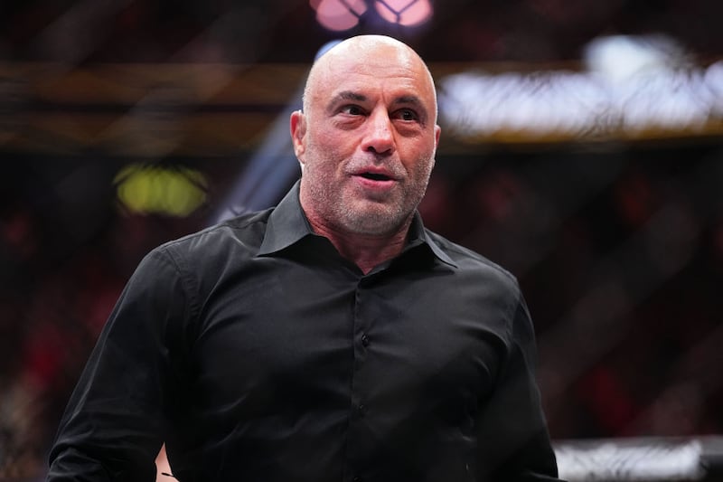 Joe Rogan enters the Octagon in the BMF championship fight during the UFC 300 event at T-Mobile Arena on April 13, 2024 in Las Vegas, Nevada.