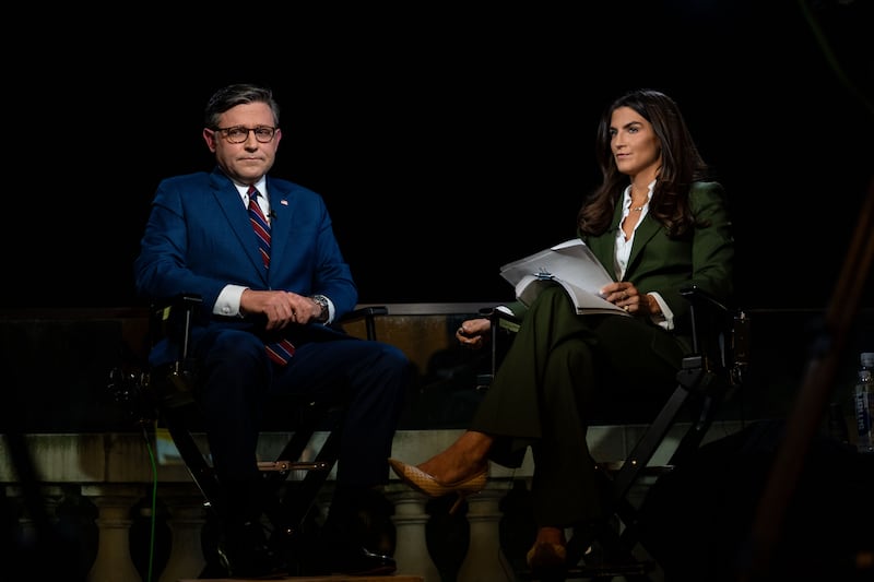 Speaker of the House Mike Johnson (R-LA) speaks with Kaitlan Collins