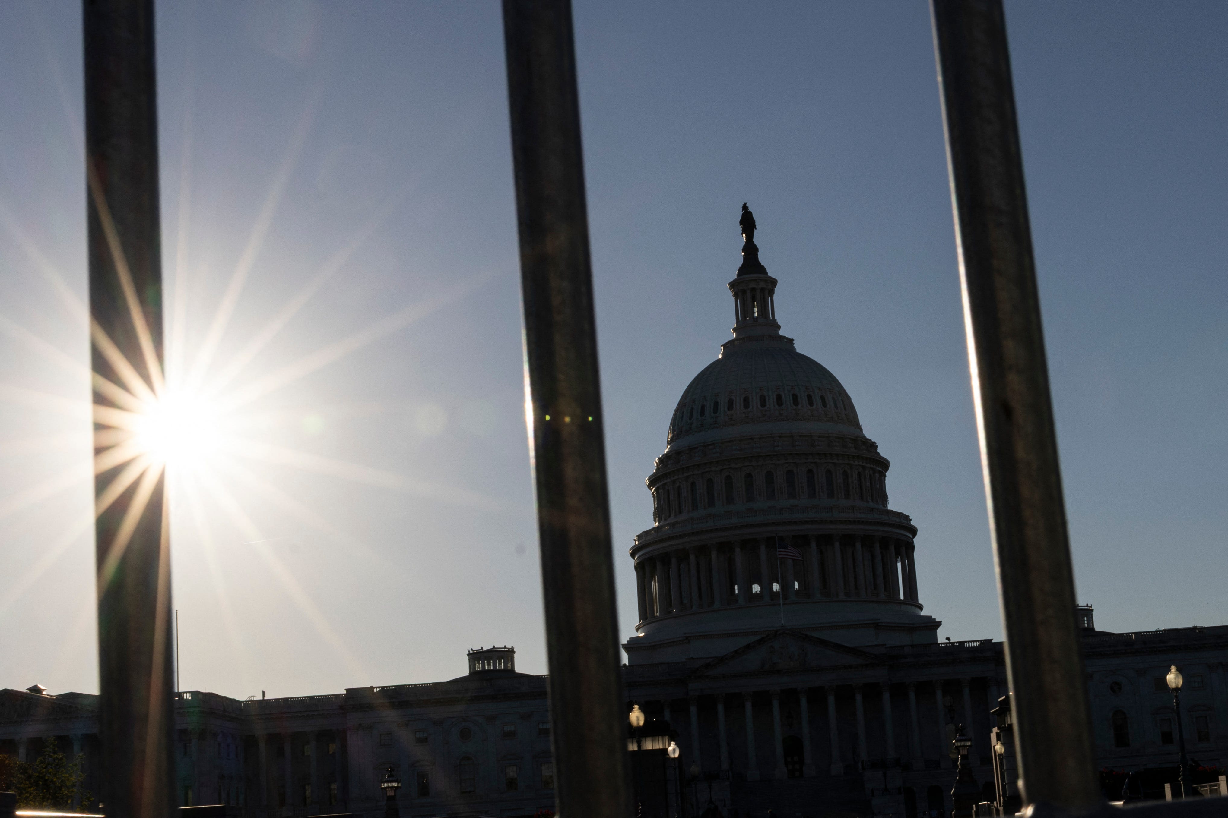 The Capitol Building is behind a fence during the 2025 government shutdown.