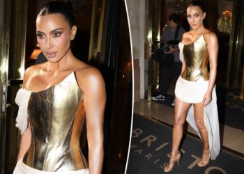 Kim Kardashian is a Grecian goddess in vintage Givenchy corset dress on 45th birthday