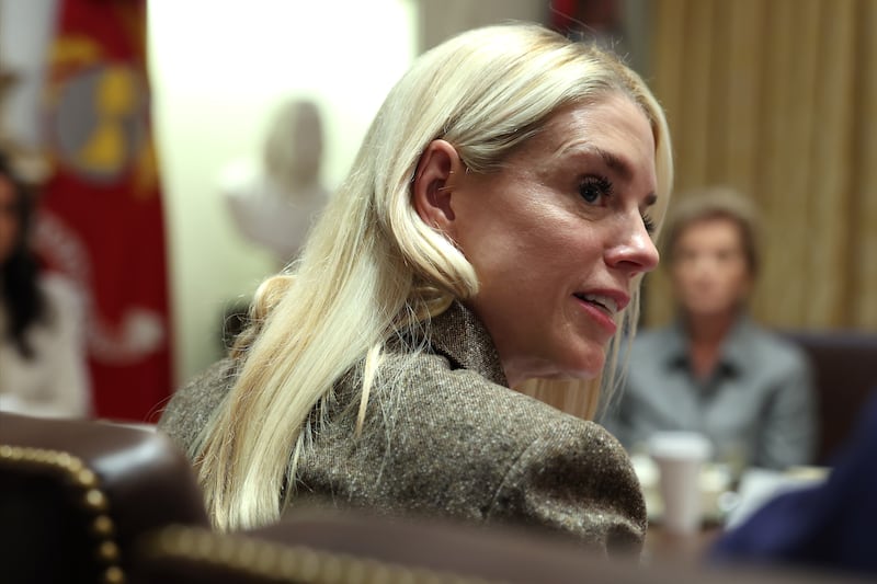 Attorney General Pam Bondi, pictured during a Cabinet meeting at the White House on October 09, 2025, was not told in advance that acting U.S. Attorney Halligan would present before a grand jury seeking an indictment of Trump foe New York Attorney General Letitia James, according to a report.