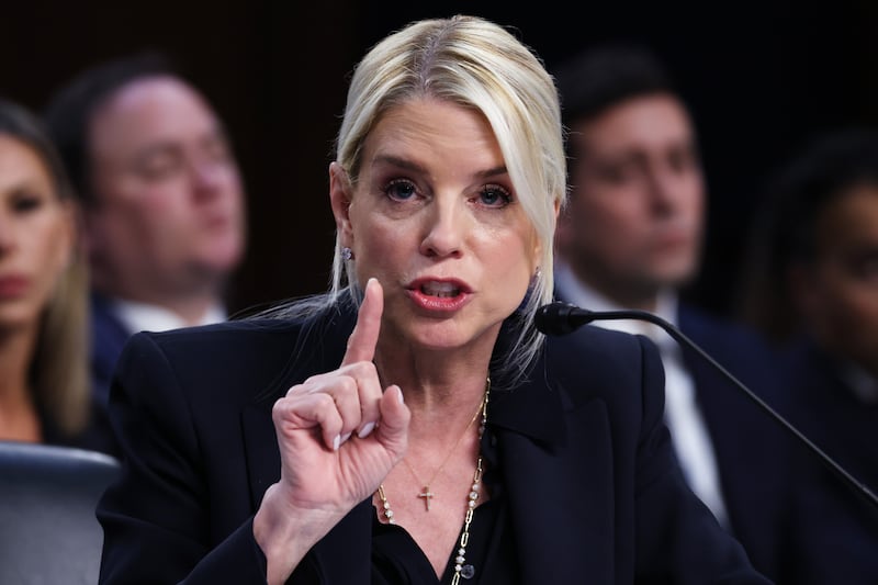 Attorney General Pam Bondi testifies before the Senate Judiciary Committee in the Hart Senate Office Building on Capitol Hill on October 07, 2025 in Washington, DC.