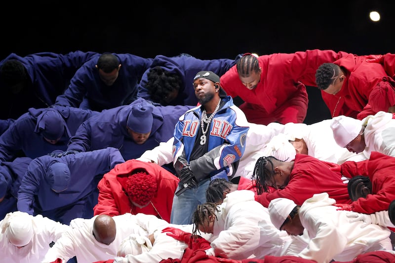 NEW ORLEANS, LOUISIANA - FEBRUARY 09: Kendrick Lamar performs onstage during Apple Music Super Bowl LIX Halftime Show at Caesars Superdome on February 09, 2025 in New Orleans, Louisiana.
