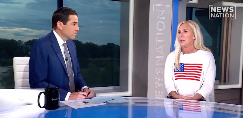 Marjorie Taylor-Greene speaking to News Nation host Blake Burman about the government shutdown.