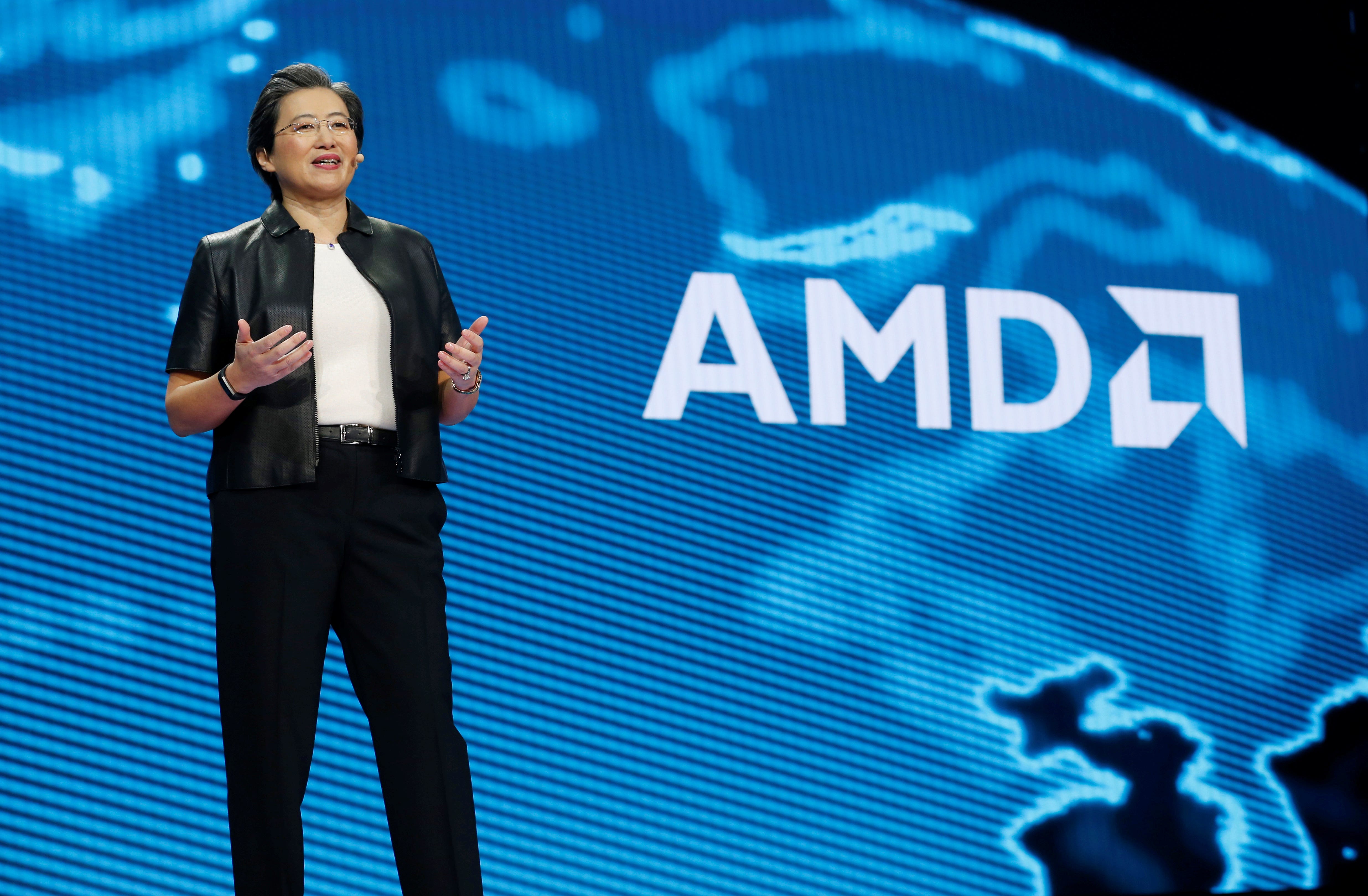 Lisa Su, president and CEO of AMD, gives a keynote address during the 2019 CES in Las Vegas
