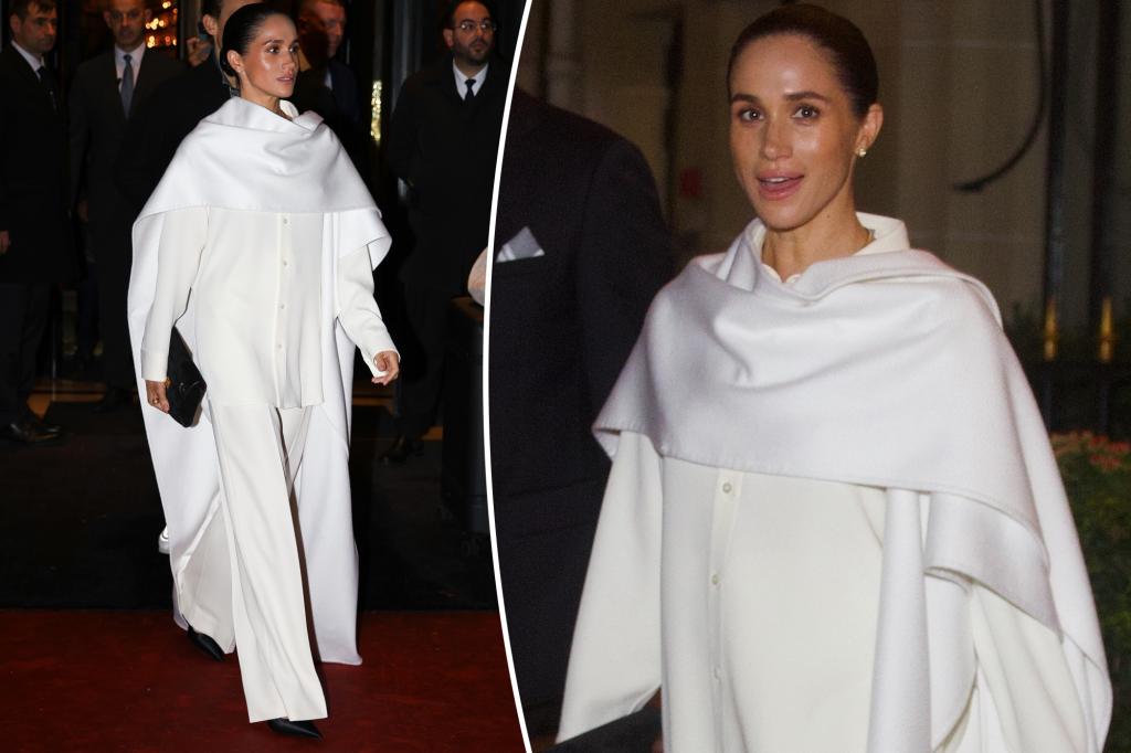 Meghan Markle makes her Paris Fashion Week debut at Balenciaga show in chic all-white ensemble