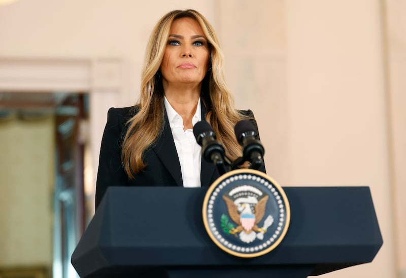 First lady Melania Trump announced at the White House on October 10, 2025 that she has ben engaging in communications with Russian President Vladimir Putin to help reunite Ukrainian children separated from their families by the war in Ukraine.
