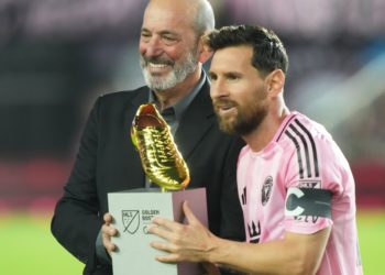 Messi gets trophy, then has two goals to lift Inter Miami past Nashville 3-1 in playoff opener