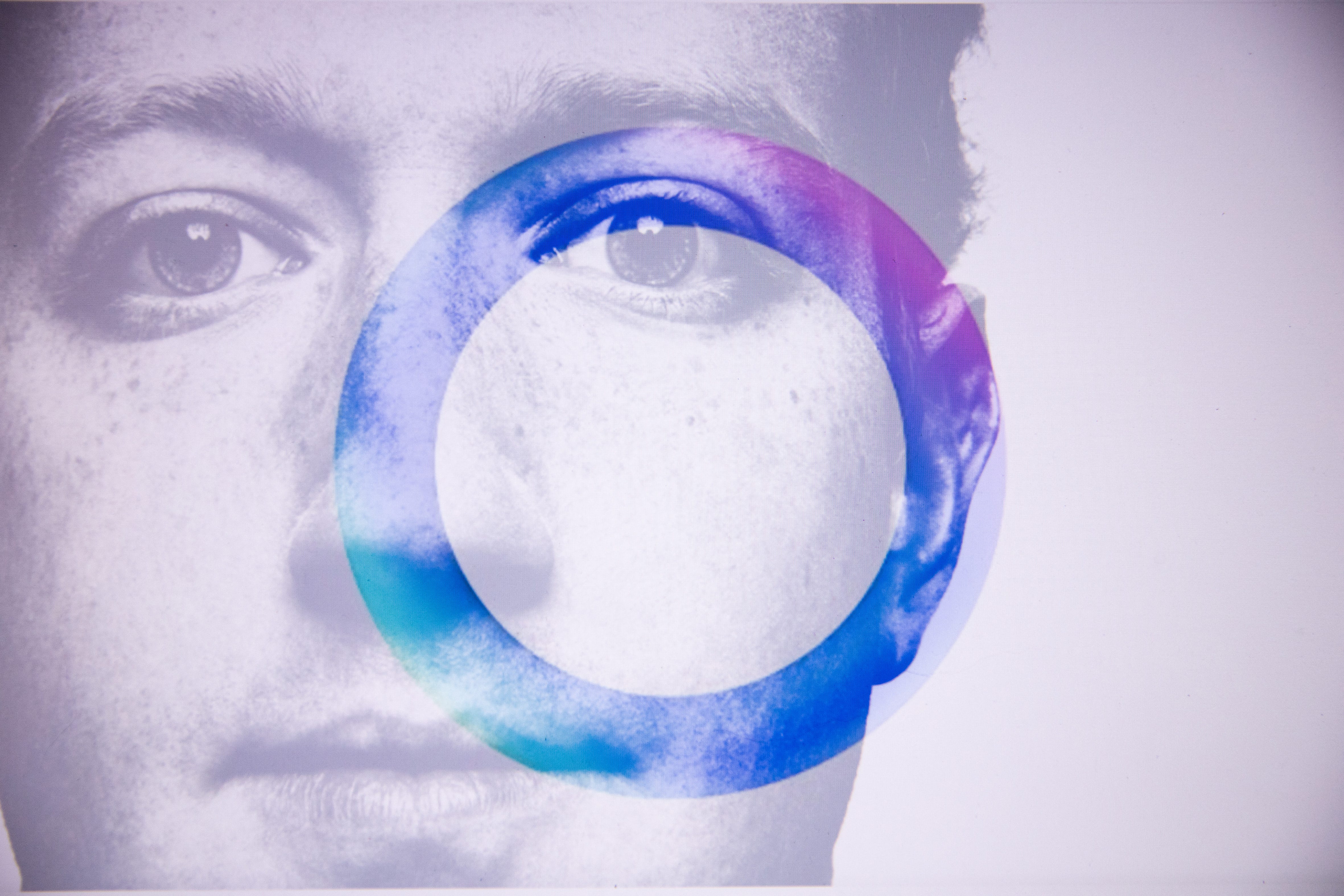 Image of Mark Zuckerberg behind Meta AI's logo