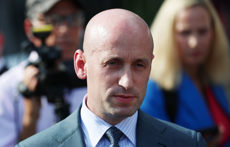 WASHINGTON, DC - OCTOBER 06: Deputy White House Chief of Staff Stephen Miller speaks to reporters outside of the White House on October 06, 2025 in Washington, DC. Miller spoke about recent reaction to the Trump administration deploying federal agents and National Guard members to U.S. cities. (Photo by Anna Moneymaker/Getty Images)