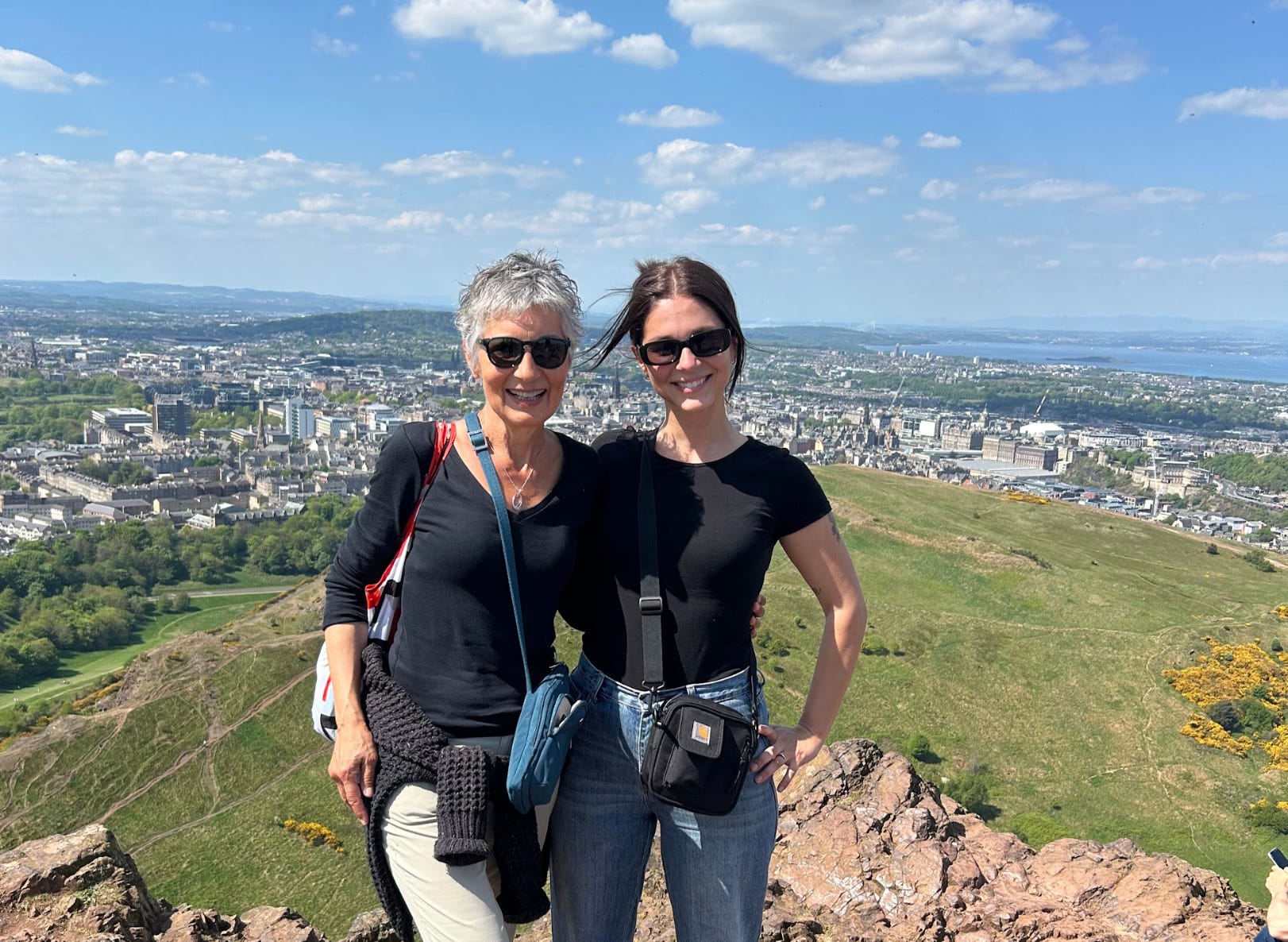The writer and her mom posing in Edinburgh.