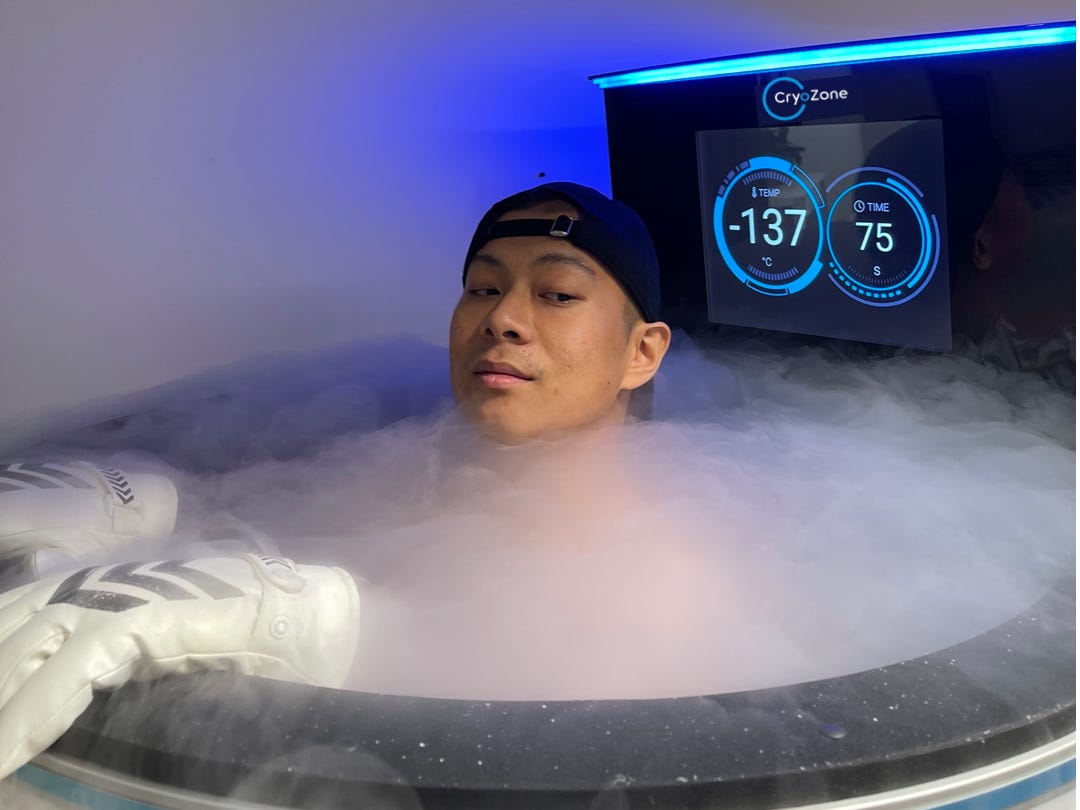 Christopher Zhang at CryoZone, a cryotherapy center in Shanghai, China.