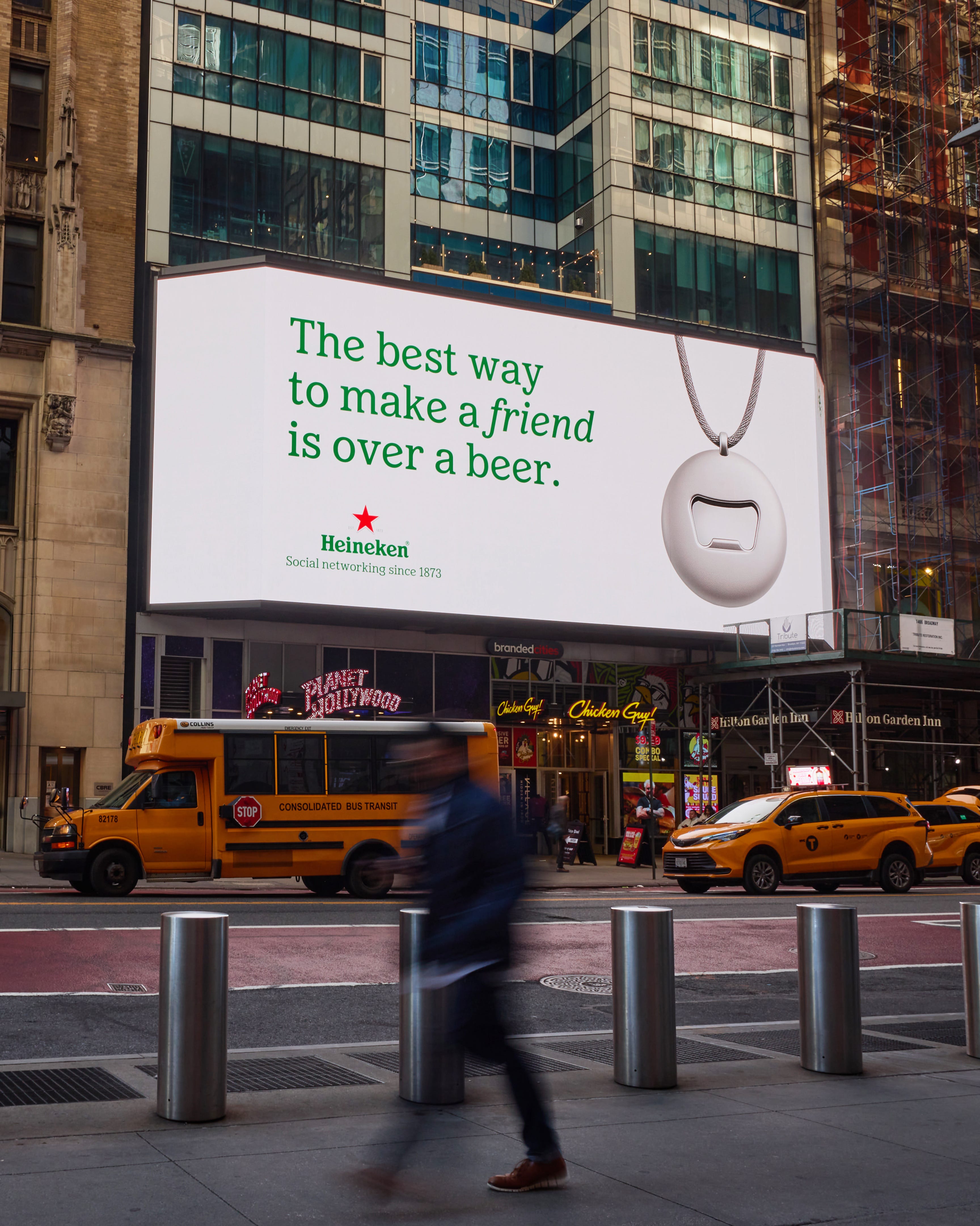 The Heineken ad spoofing Friend is pictured in New York City.