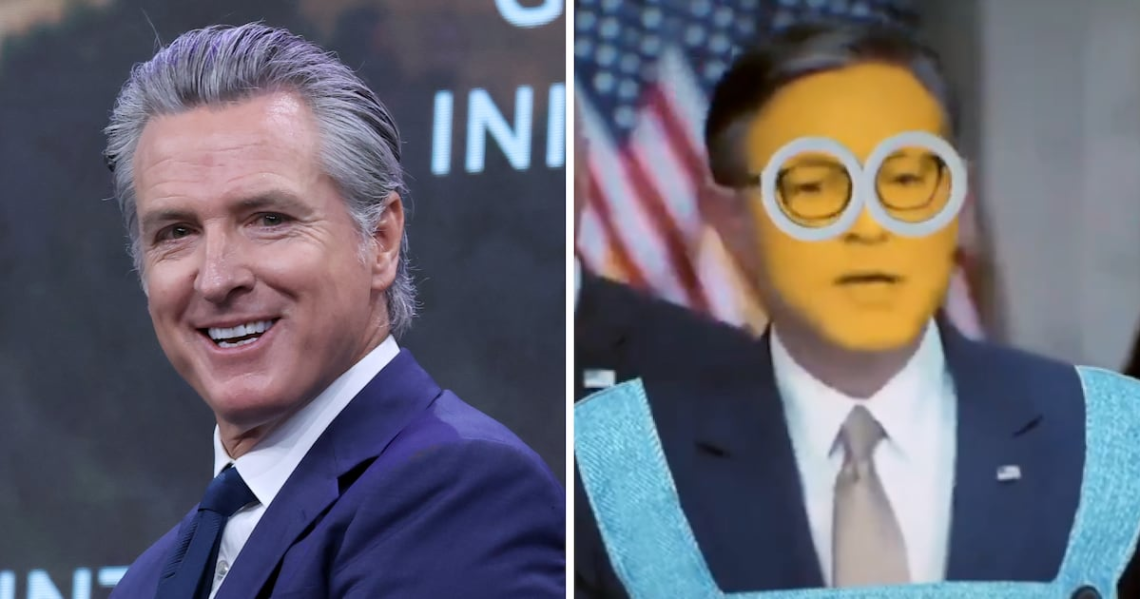 Newsom Doubles Down on ‘Minion’ Mike Johnson Troll