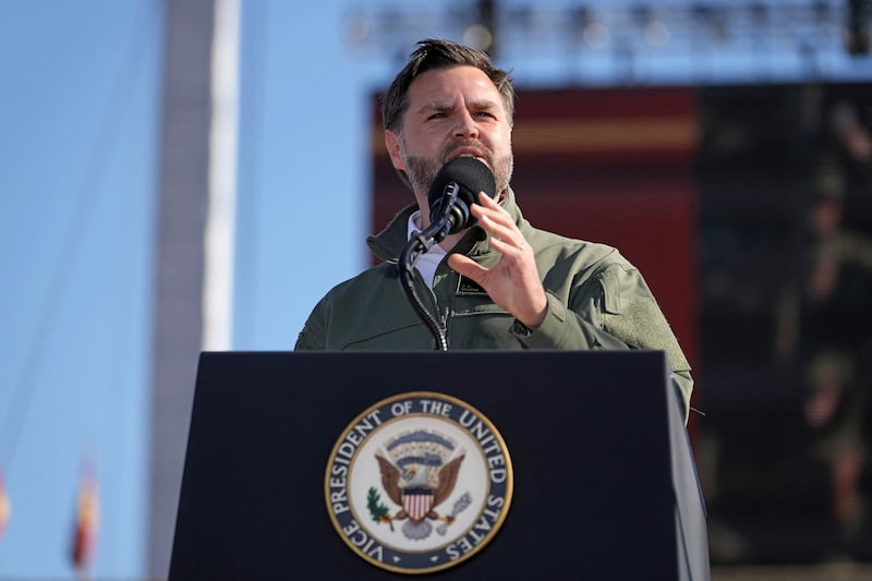 Vice President JD Vance delivers remarks as part of the Marine Corps' 250th anniversary celebration at Camp Pendleton.