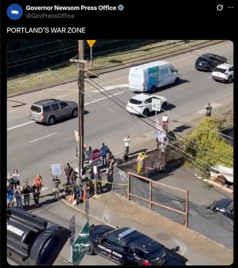 Screen shot of ICE protest in Portland.