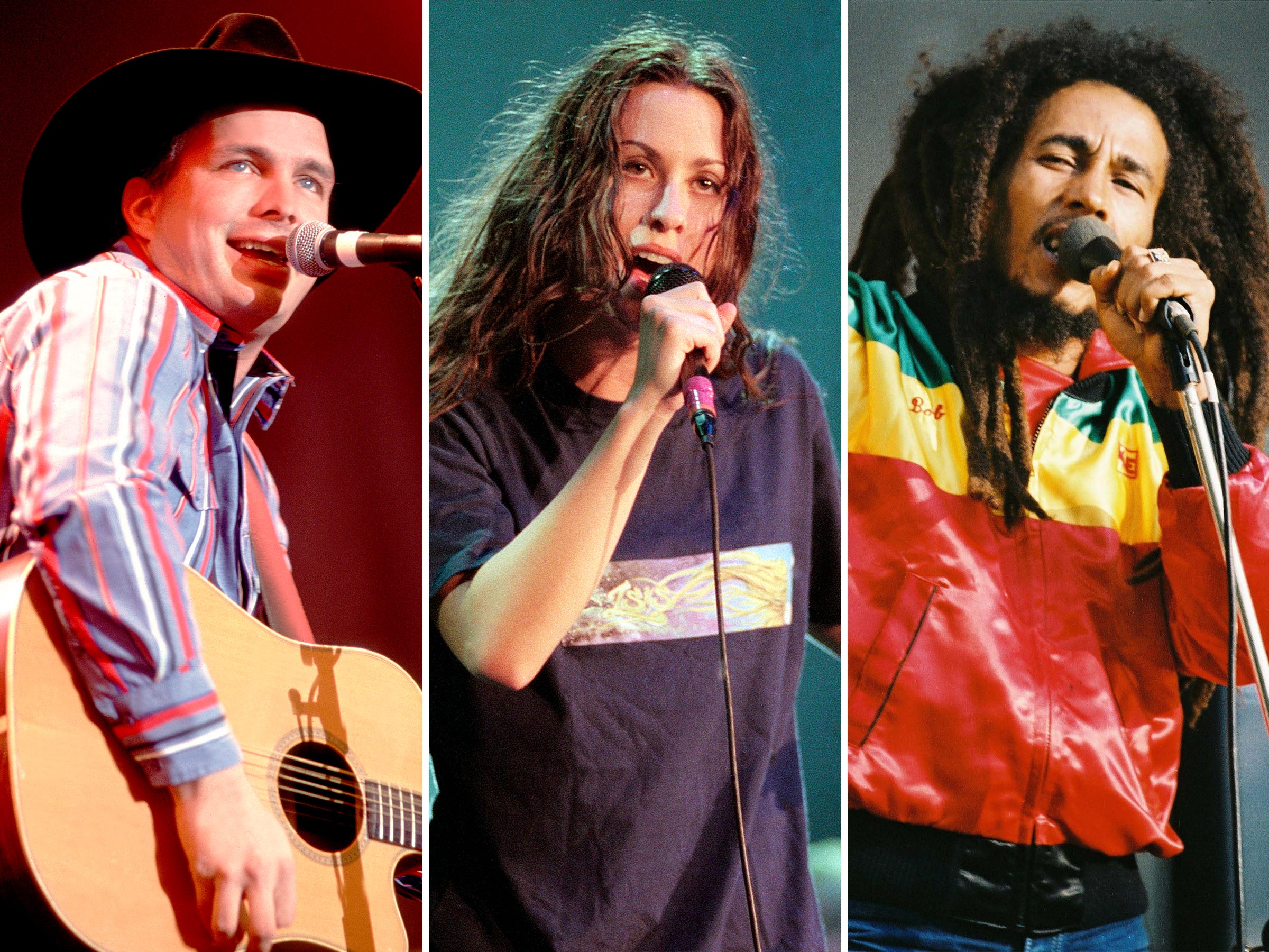Garth Brooks, Alanis Morissette, and Bob Marley.