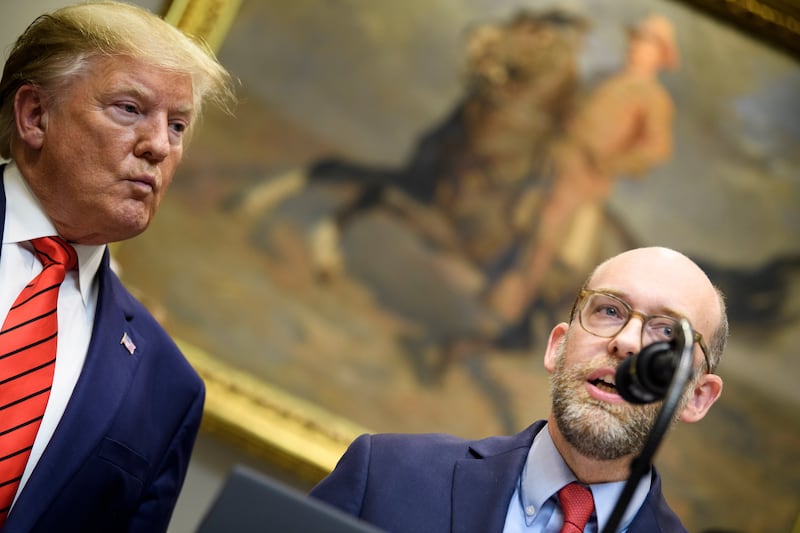 President Donald Trump and OMB Director Russell Vought at the White House in 2019.