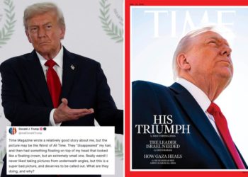 President Trump accuses Time magazine of deliberately using the worst photo ‘of all time’ on a cover praising his peace deal