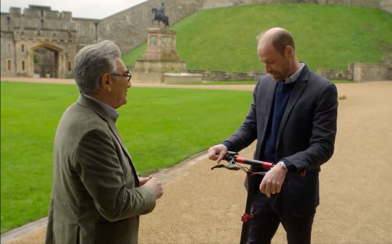 Prince William on his scooter at Windsor Palace.