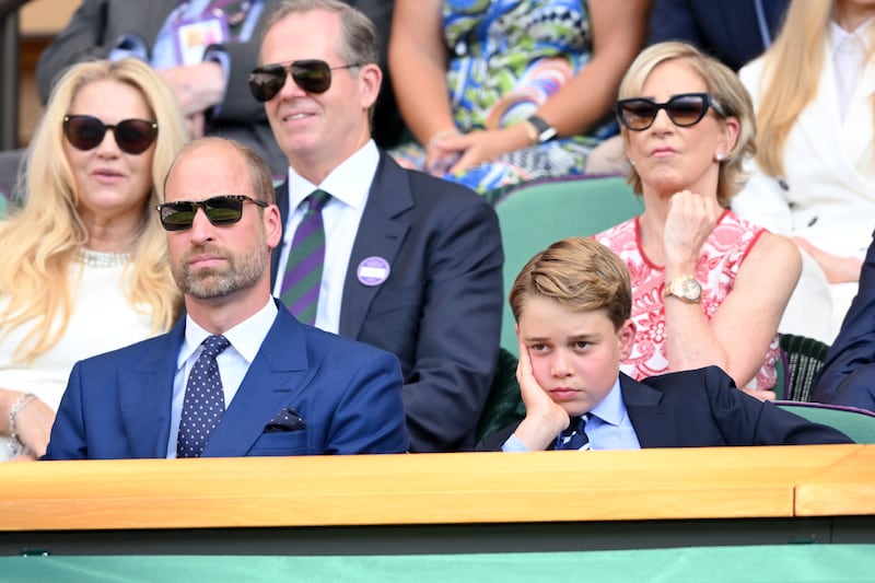Prince William, Prince of Wales and Prince George of Wales attend day 14 of the Wimbledon Tennis Championships at the All England Lawn Tennis and Croquet Club at All England Lawn Tennis and Croquet Club on July 13, 2025, in London, England.