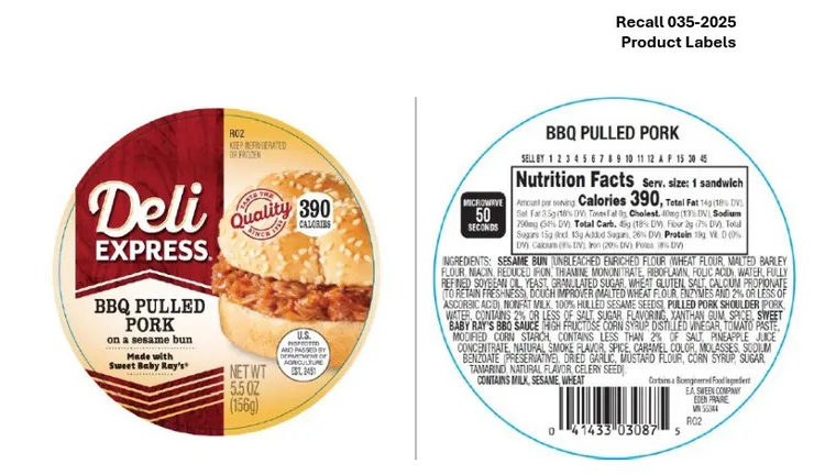 Pulled pork sandwiches recalled over plastic contamination