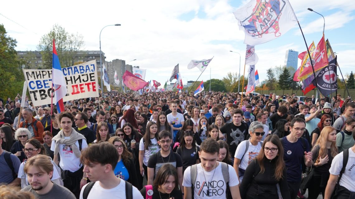 Serbia youth lead thousands on march for weekend rally marking deadly canopy collapse last year