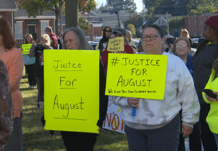 Several locals and visitors gathered at Colbert County Courthouse for a march devoted to August Borden