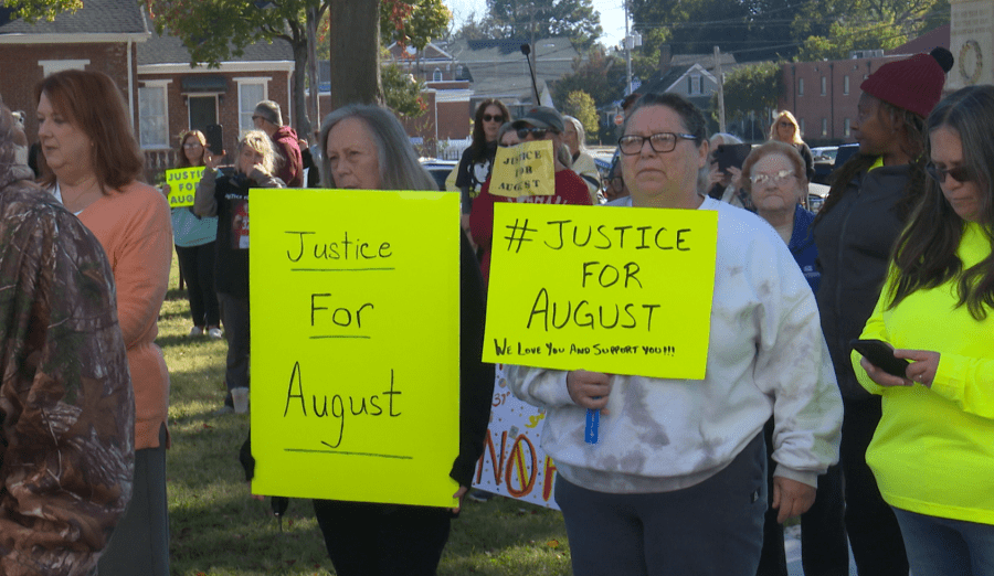 Several locals and visitors gathered at Colbert County Courthouse for a march devoted to August Borden