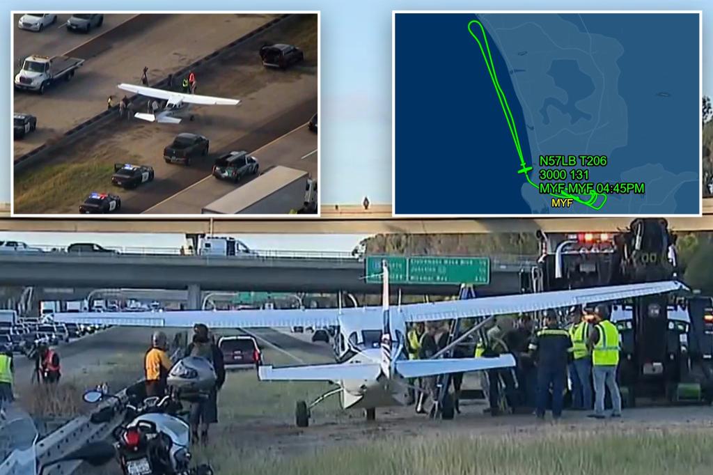Small plane makes emergency landing on freeway during rush hour: ‘Mayday! Mayday!’