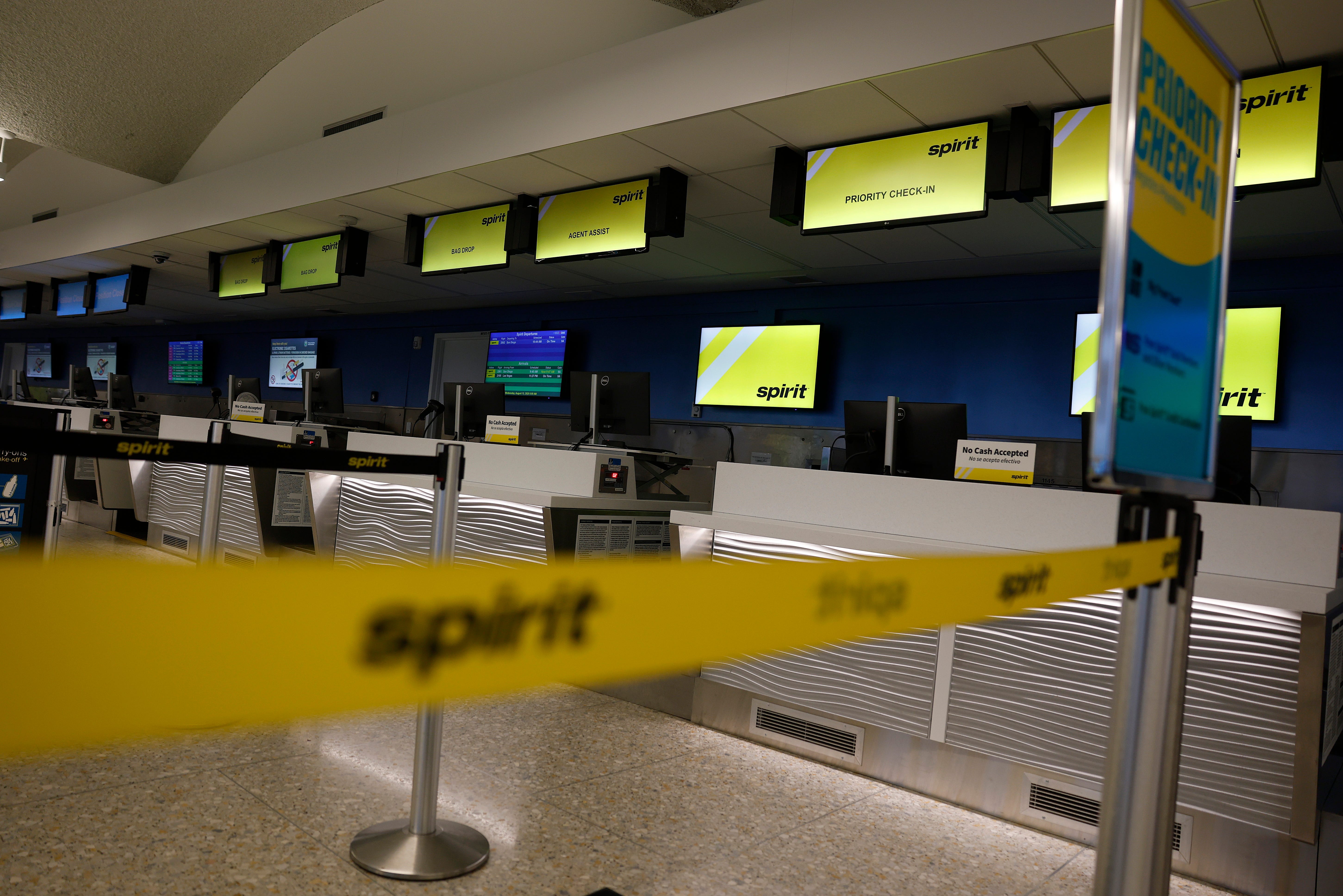Empty spirit airlines counter at Oakland airport.