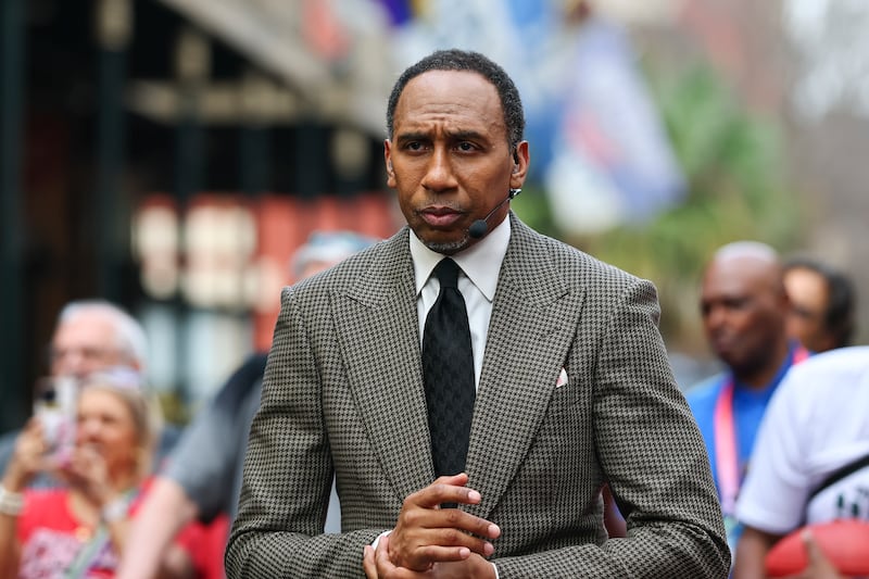 Stephen A. Smith on set ahead of Super Bowl LIX on February 07, 2025 in New Orleans, Louisiana.
