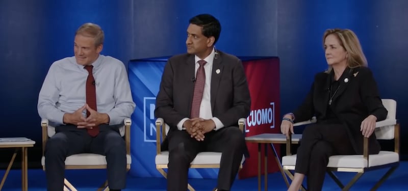 Reps. Jim Jordan, Ro Khanna, and Madeleine Dean during NewsNation debate.