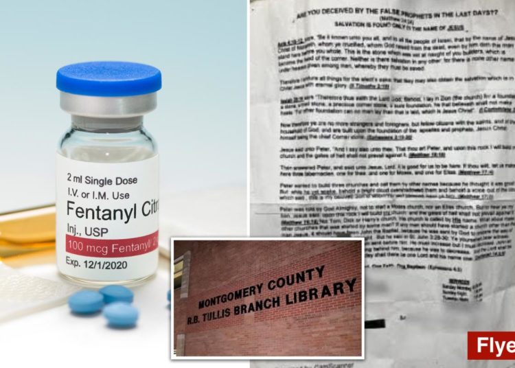 Texas maintenance workers poisoned by fentanyl-laced flyer outside library